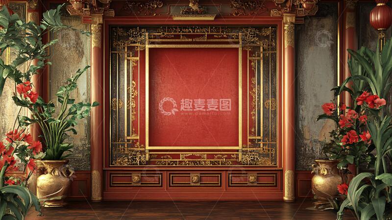 高清大图下载【趣麦麦图】喜堂场景中式合影场景