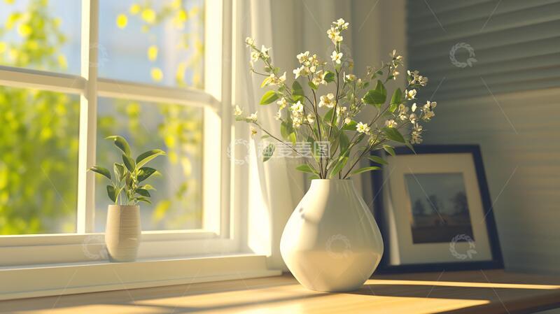 高清大图下载【趣麦麦图】窗台上得插花