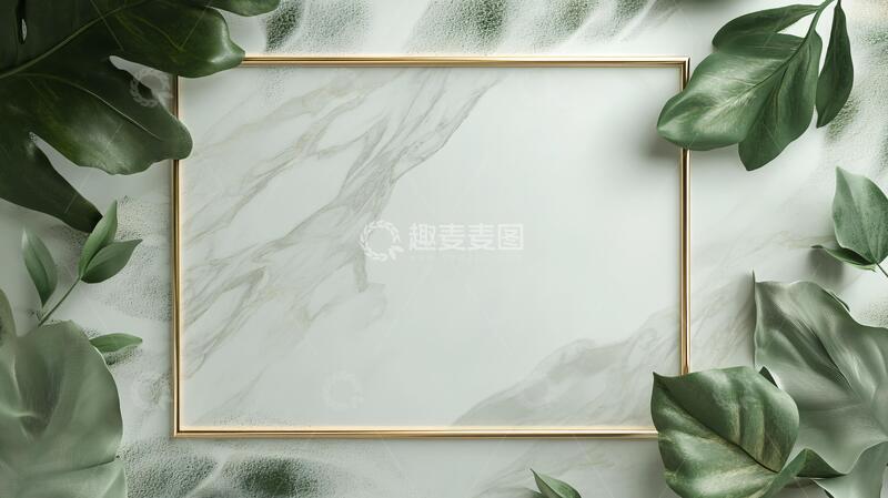 高清大图下载【趣麦麦图】几何大理石绿植1