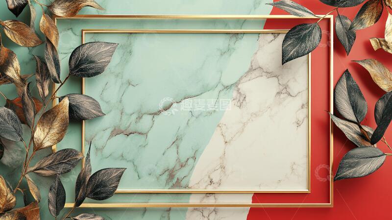 高清大图下载【趣麦麦图】几何大理石绿植