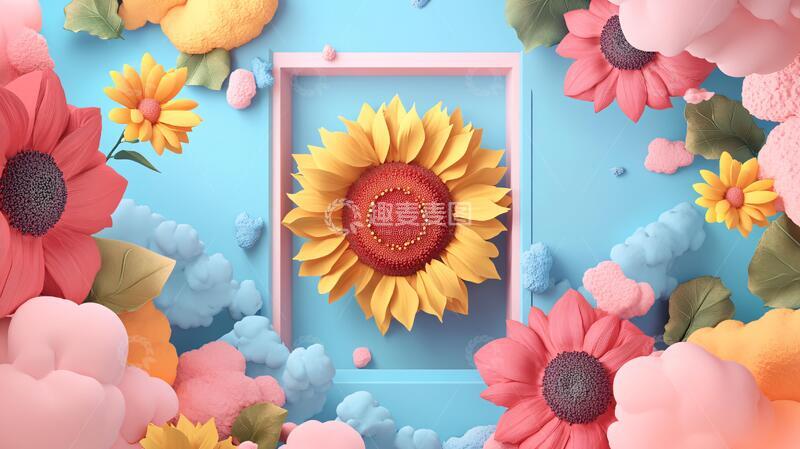 高清大图下载【趣麦麦图】纸花艺术纸花立体插画