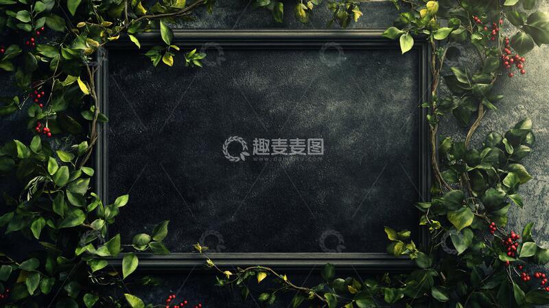 高清大图下载【趣麦麦图】黑板绿植黑板装饰花架