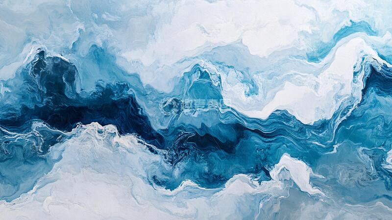 高清大图下载【趣麦麦图】蓝色流体创意抽象画15