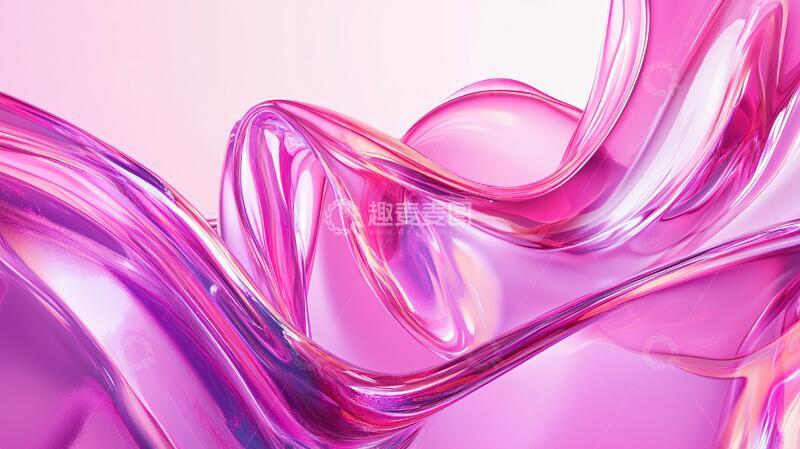 高清大图下载【趣麦麦图】紫粉渐变流曲线粉色线条