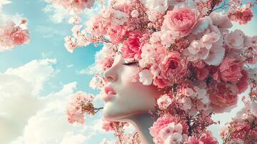 粉色的超现实花朵