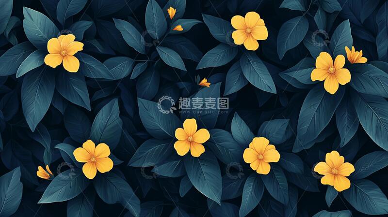 高清大图下载【趣麦麦图】植物背景扁平插画8