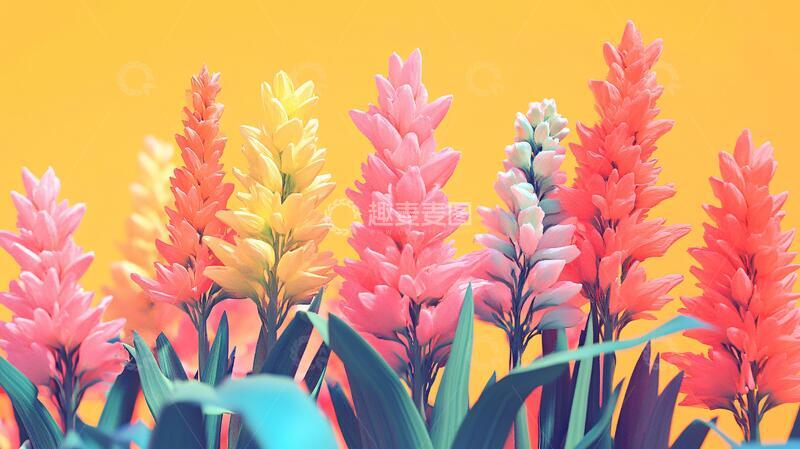 高清大图下载【趣麦麦图】渐变色植物植物扁平插画