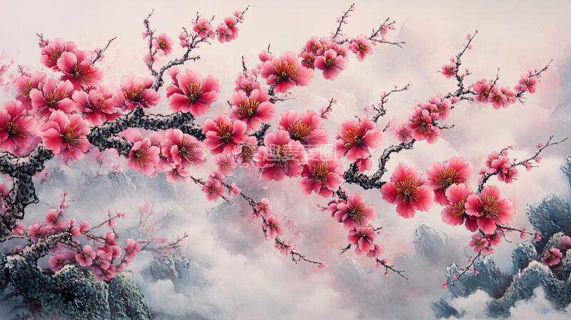 高清大图下载【趣麦麦图】梅花大型高清壁画4