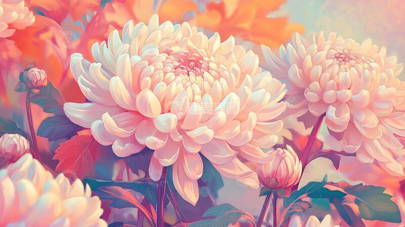 高清大图下载【趣麦麦图】菊花包装插画1