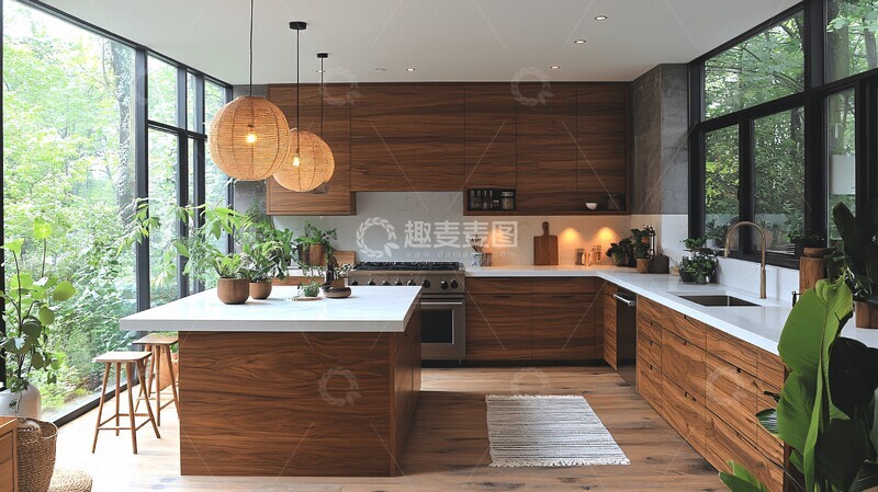 高清大图下载【趣麦麦图】日式厨房竹木装饰