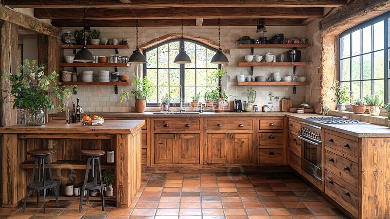 高清大图下载【趣麦麦图】木柜石台花饰厨房5