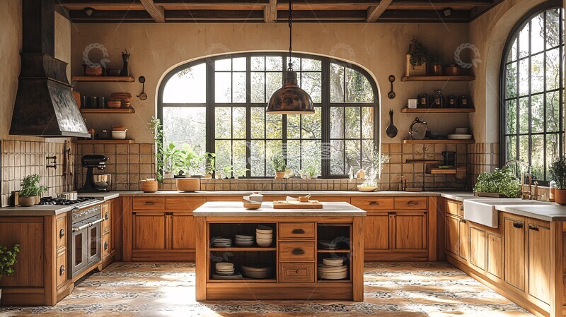 高清大图下载【趣麦麦图】木柜石台花饰厨房6