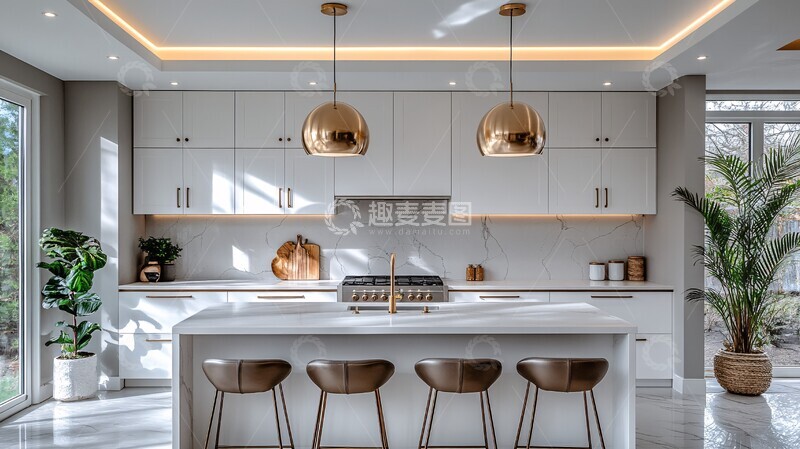 高清大图下载【趣麦麦图】白色橱柜金色点缀5