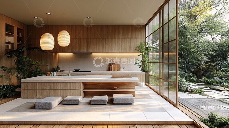 高清大图下载【趣麦麦图】木质橱柜白石台面5