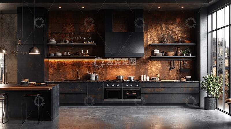 高清大图下载【趣麦麦图】工业风厨房设计17