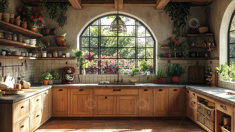 高清大图下载【趣麦麦图】木柜石台花饰厨房1