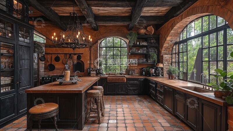 高清大图下载【趣麦麦图】木柜石台老灯饰1