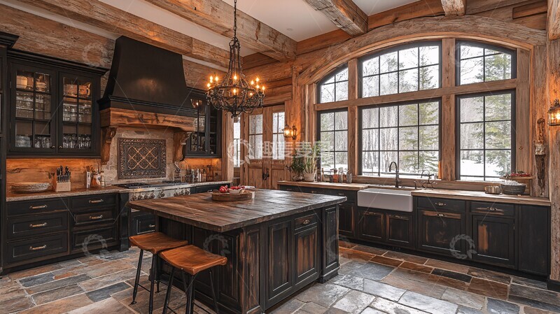 高清大图下载【趣麦麦图】木柜石台老灯饰