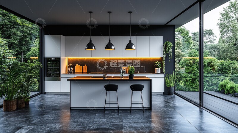 高清大图下载【趣麦麦图】白色橱柜黑色台面4