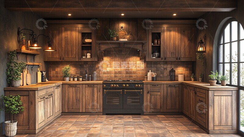 高清大图下载【趣麦麦图】木柜石台灯饰花艺1