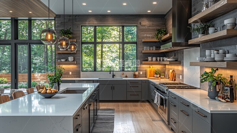 高清大图下载【趣麦麦图】灰色橱柜白色台面10