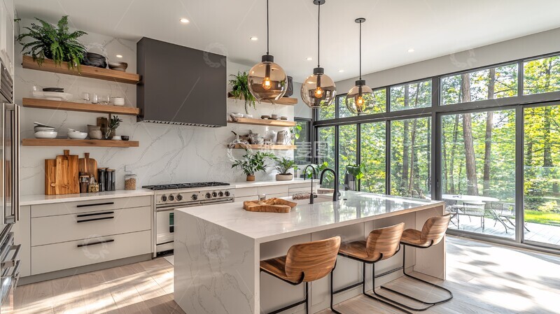 高清大图下载【趣麦麦图】灰色橱柜白石台面2