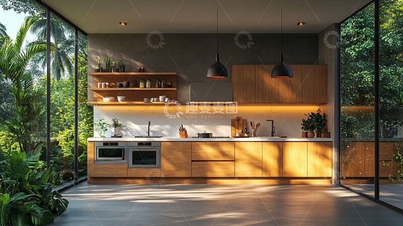 高清大图下载【趣麦麦图】木柜白石台面1