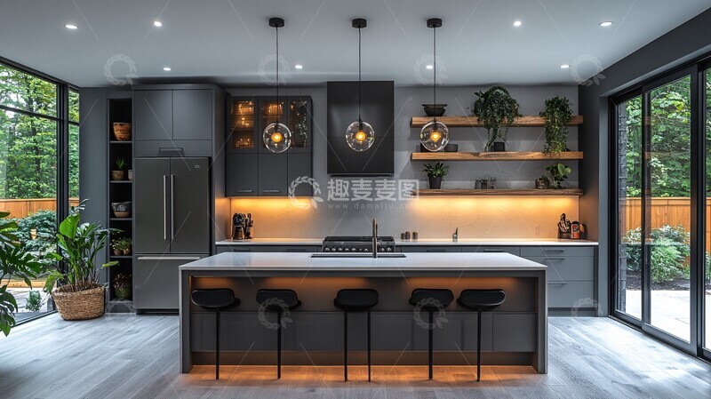 高清大图下载【趣麦麦图】灰色橱柜白色台面11