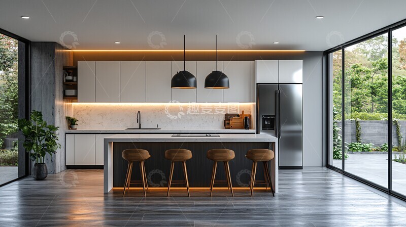 高清大图下载【趣麦麦图】白色橱柜黑色台面6