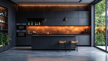 黑色橱柜灰色台面3