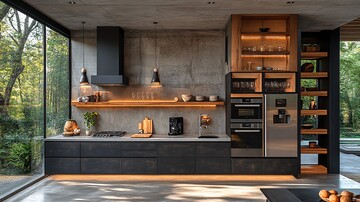 黑色橱柜灰色台面2