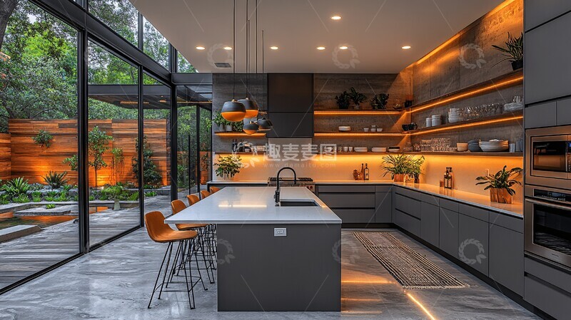 高清大图下载【趣麦麦图】灰色橱柜白色台面8