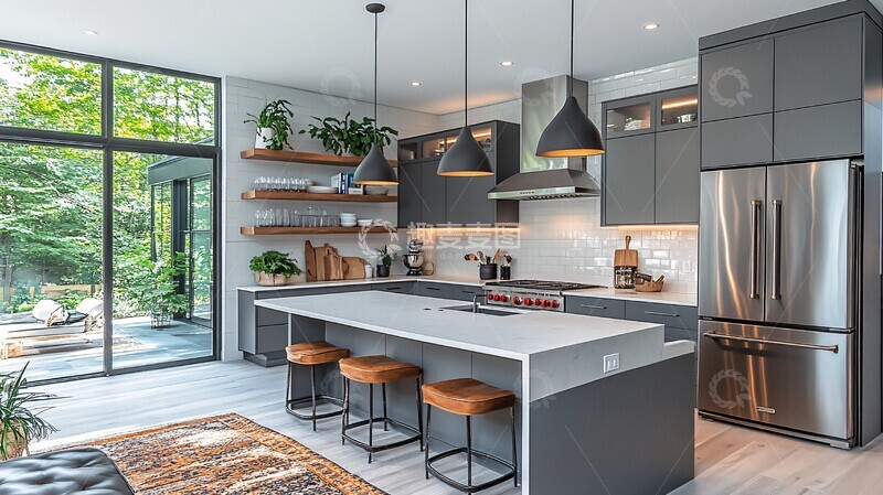 高清大图下载【趣麦麦图】灰色橱柜白色台面3