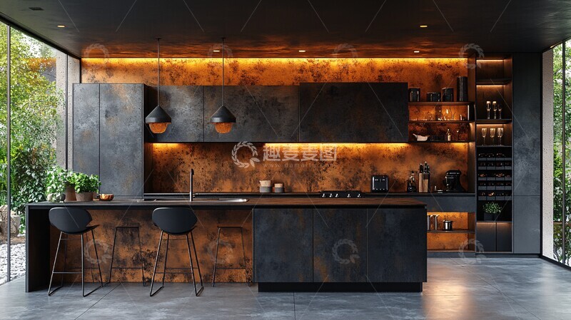 高清大图下载【趣麦麦图】工业风厨房设计6