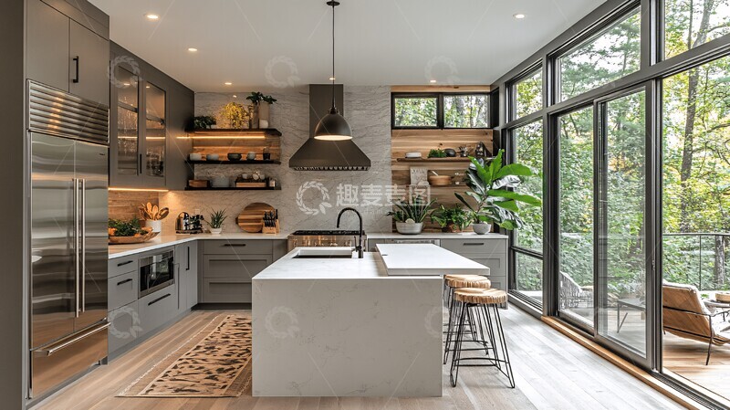 高清大图下载【趣麦麦图】灰色橱柜白色台面2