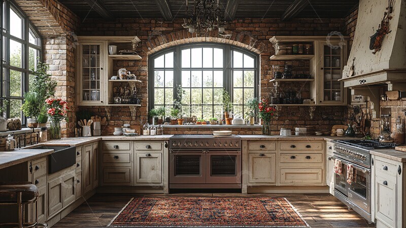 高清大图下载【趣麦麦图】乡村厨房石柜花饰1