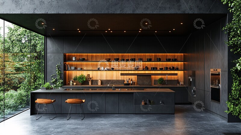 高清大图下载【趣麦麦图】工业风厨房设计10