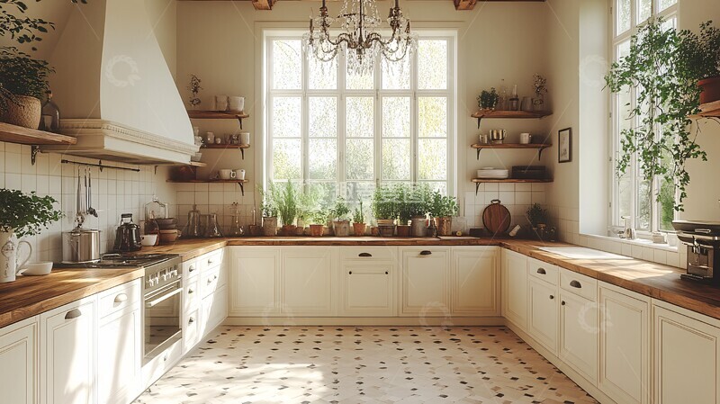 高清大图下载【趣麦麦图】白色橱柜木纹台面6