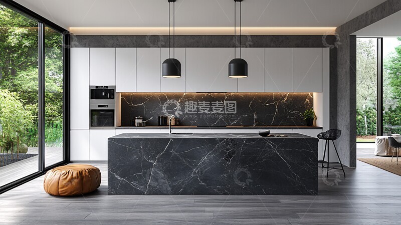 高清大图下载【趣麦麦图】白色橱柜黑色台面3