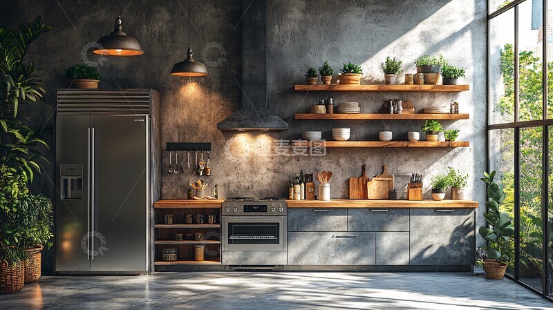 高清大图下载【趣麦麦图】工业风厨房设计8