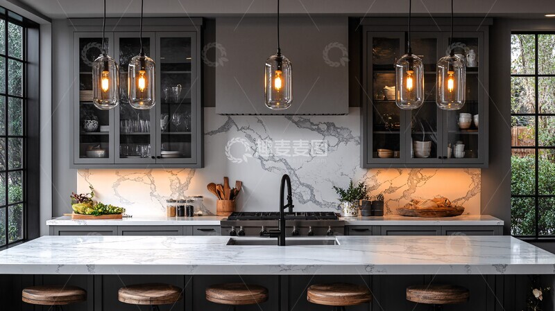 高清大图下载【趣麦麦图】灰色橱柜白色台面4