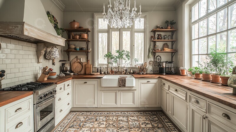 高清大图下载【趣麦麦图】白色橱柜木纹台面7