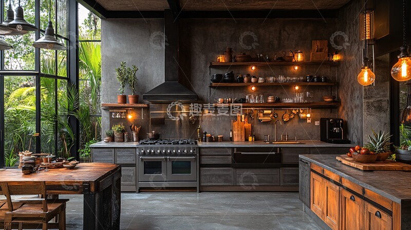 高清大图下载【趣麦麦图】工业风厨房设计11