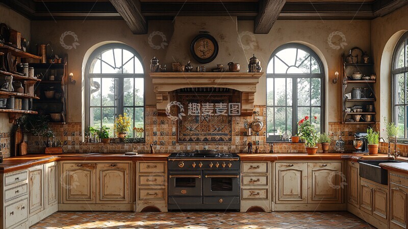 高清大图下载【趣麦麦图】木纹橱柜瓷砖装饰2