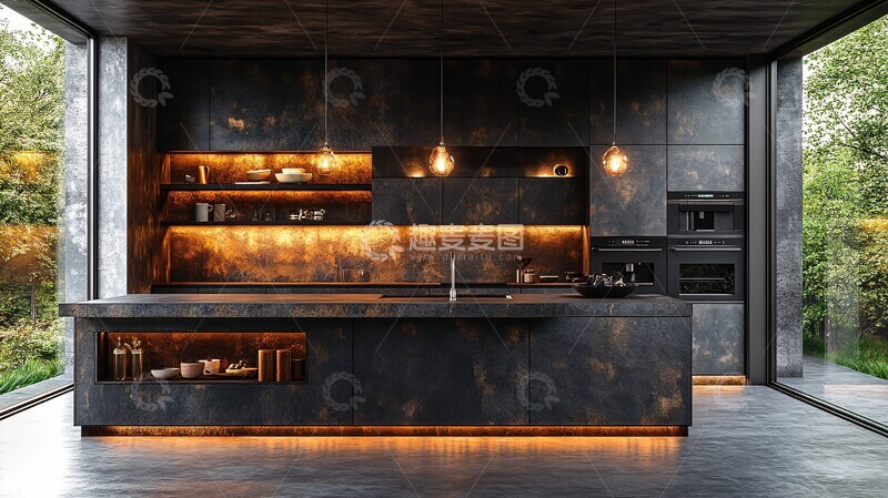 高清大图下载【趣麦麦图】工业风厨房设计3