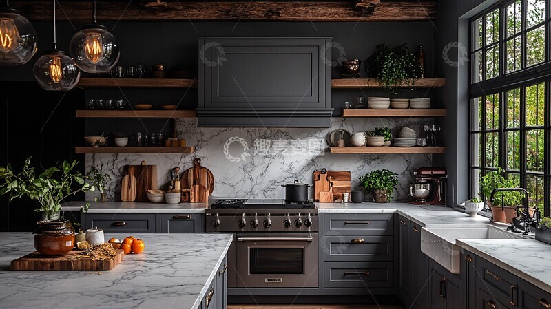 高清大图下载【趣麦麦图】灰色橱柜白色台面7