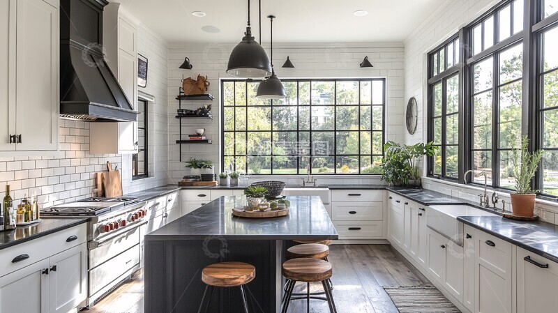 高清大图下载【趣麦麦图】-黑白厨房设计