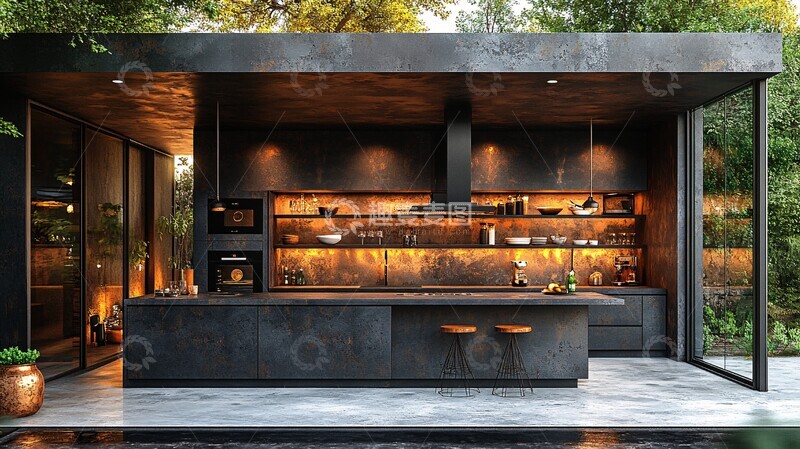 高清大图下载【趣麦麦图】工业风厨房设计14