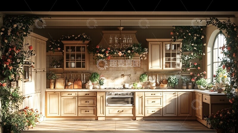 高清大图下载【趣麦麦图】乡村厨房石柜花饰3