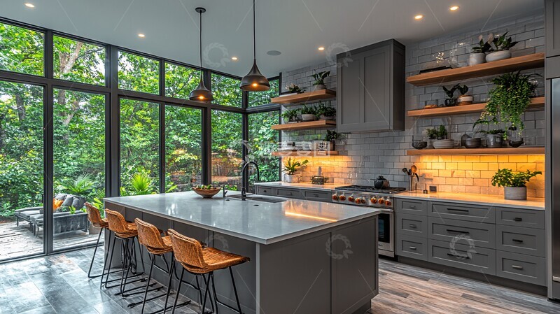 高清大图下载【趣麦麦图】灰色橱柜白色台面1